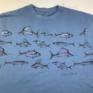 JACK O'NEILL COLLECTION FISHING TEE T SHIRT Mens L Blue ahi tuna sword sail fish - Picture 1 of 4
