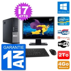 PC DELL 9020 SFF Bildschirm 27 " Intel i7-4770 RAM 4Go Disc 2To Windows 10 Wifi - Bild 1 von 3