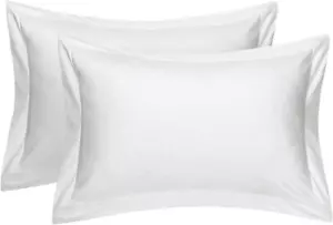 Cotton Delight King Pillow Shams Set of 2 White 100% Natural Cotton 600 Thread - Picture 1 of 12
