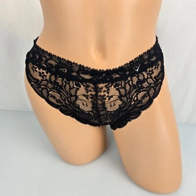 Vintage Triumph Nylon Panty Silky Black Sissy Lace Hi Cut Brief Panties Medium M - Image 1 of 4