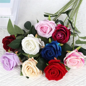 Artificial Flowers Bouquet Red Silk Fake Rose Flower for Wedding Home Gift - Picture 1 of 17