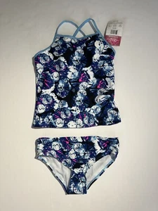 Girls' Melanie Beach Sport 2-pc UPF 50+ Banded Tankini Girls Size 14 - Picture 1 of 6