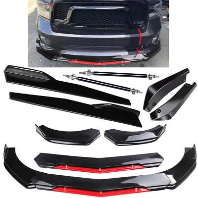For Dodge Ram 1500 Front Rear Bumper Lip Spoiler Splitter Glossy Black+Body K - Image 1 of 4