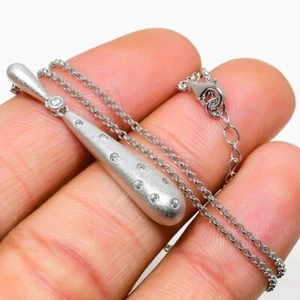 White Topaz Gemstone 925 Solid Sterling Silver Jewelry Necklace 18" Christmas - Picture 1 of 7