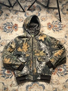 Vintage Cabelas Camo Jacket Full Zip Size Large Scent Lock Insulated Hooded - Picture 1 of 11