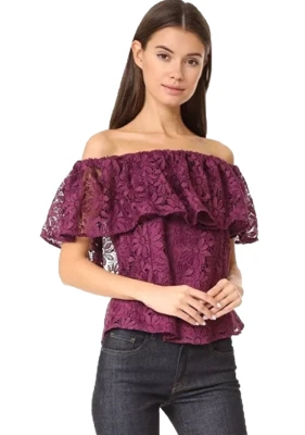 Zac Posen Crystal Designer Blouse Purple Guipure Lace Women's Size 2 $350 - Image 1 of 4