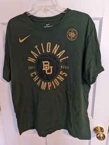 Nike BU Green & Gold 2021 NCAA National Champions T-Shirt Final 4 Logo Men sz XL - Picture 1 of 5