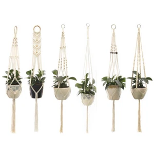 Macrame Rope Plant Hanger Basket Flower Pot Hanging Holder Garden Decor - Picture 1 of 15