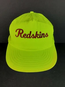 VTG NFL Washington Redskins Mobil Oil Neon Yellow Snapback Nylon Trucker Hat Cap - Picture 1 of 10