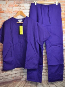 Natural Uniforms Scrubs Purple - Top & Pants Set - Unisex M - NEW - Picture 1 of 4