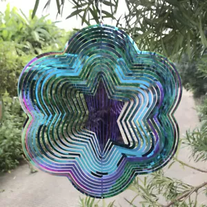 Outdoor 3D Wind Spinners Metal Clearance Stainless Steel Hanging Patio Art Decor - Picture 1 of 14