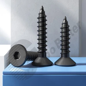 Hex Socket Countersunk Flat Head Self Tapping Screws 8.8 Black Oxide Steel M3~M6 - Picture 1 of 10