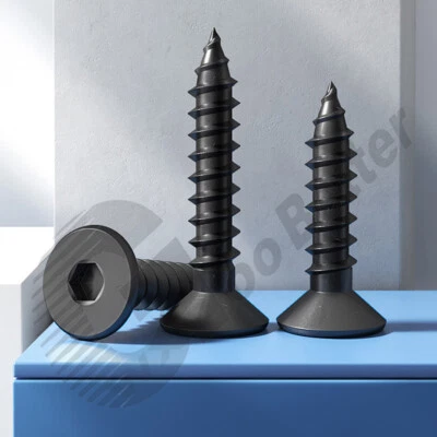 MARKENLOS Hex Socket Countersunk Flat Head Self Tapping Screws 8.8 Black Oxide Steel M3~M6