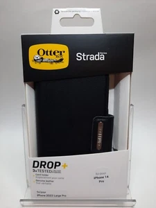 Authentic Otterbox Strada Series Leather Folio Case - iPhone 14 Pro 6.1" (Black) - Picture 1 of 20