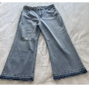 Made and Loved LOFT The Wide Leg Women’s Jeans Size 33/16 P Distressed Raw Hem - Picture 1 of 2
