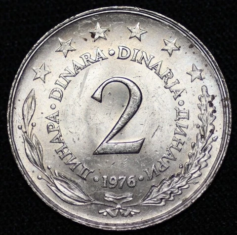 YUGOSLAVIA ~ 1976 ~ 2 Dinara ~ Quality World Foreign Coin ☘️ W-#946 ☘️ Cover