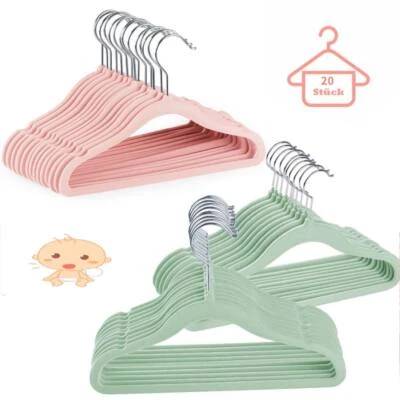 20x Kleiderbügel Samt Kinder Bügel Platzsparend Anti-Rutsch Garderobenbügel Bunt - Bild 1 von 4