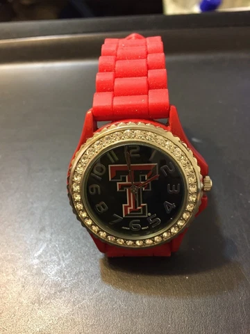 College Fan Apparel Women Texas Tech University Rhinestone Jelly Watch Red Band Cover