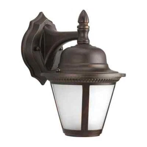 Westport LED Collection 1-Light Antique Bronze Etched Seeded Glass Wall Lantern - Picture 1 of 6