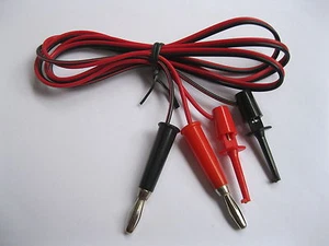 5 Set Small Test Hook Clip to Banana Plug Cable 1m 100cm Red Black Color New - Picture 1 of 4