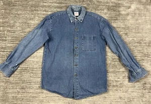 Vintage Open Trails Shirt Medium Blue Cotton Outdoors Western Long Sleeve - Picture 1 of 14