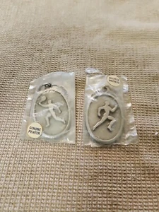 1996 Olympic Summer Games Atlanta Pewter Keychain Tennis & Running LOT OF 2 NEW! - Picture 1 of 14