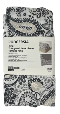 Nueva sábana ajustable IKEA RODGERSIA King gris/blanco 405.795.22 Foto 1 de 3