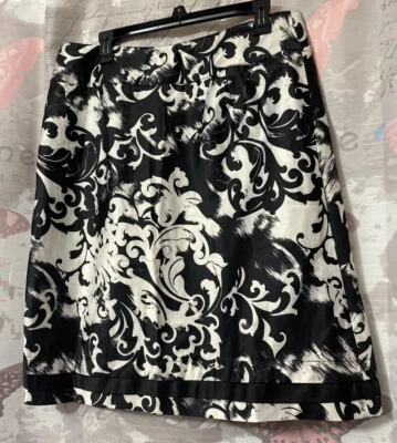 Saia lápis East 5th feminina tamanho 16, zíper lateral, preto/branco - Imagem 1 de 4