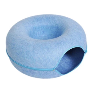 Donut Katzenbett für 2 Katzen Haustier Katze Tunnel Spielzeug Kätzchen Haus Korb Interaktiv Pla - Bild 1 von 16