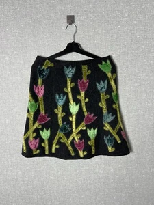 Rare Emporio Armani Grey Wool Floral Appliqued A-Line Skirt Size IT38 - Picture 1 of 18