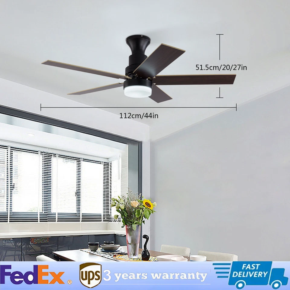 44" LED Ceiling Fan Light w/ Remote Control Retractable Blades Ceiling Fan Lamp - Image 1 of 4
