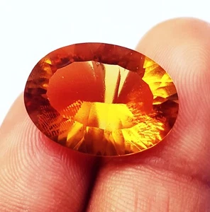 Brazilian Natural Concave Cut Citrine 8 Ct Certified Single Loose Gemstone H273 - Picture 1 of 8