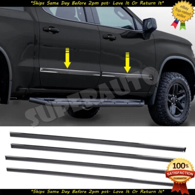 Fits 2019-2023 Silverado/Sierra Crew Cab Body Side Molding Trims Set 4PCS 1/18" - Изображение 1 из 2