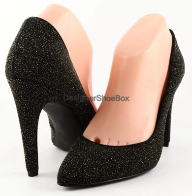 $120 Bombas LUXURY REBEL VICTORIA Dorado Negro Diseñador NOCHE 8,5 EUR 39 ESTRECHAS Foto 1 de 4