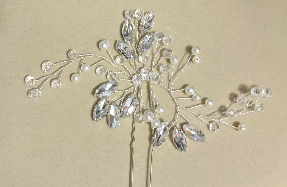  Wedding Hair Pins Accessories with Crystals Pearls Beads for Brides - Image 1 of 1