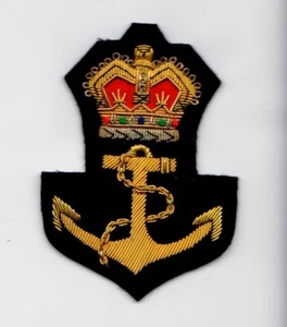 Bestickter Bullion Draht Krone über Anker Wappen Blazer Abzeichen Aufnäher (06) - Bild 1 von 1