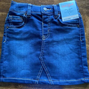 NWT Cat & Jack Toddler Girls Dark Blue Washed Denim Jean Skirt Stretch - Sz 4T - Picture 1 of 5
