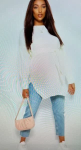 Boohoo Maternity Jumper Size S 10-12 New Cream Long Sleeve Knit Casual Formal - Picture 1 of 9