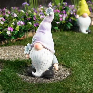 Northlight 18" Gnome with Flower Outdoor Garden Statue - Picture 1 of 7