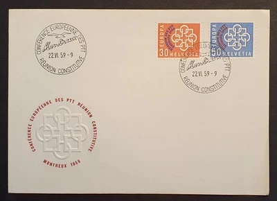 Switzerland stamps 1959 Europa Conference Des Pit Reunion Constitutive Montreaux - Image 1 of 2