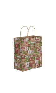 SSWBasics Medium - Modern Holiday Paper Shopping Bags - Case of 100 - Picture 1 of 1