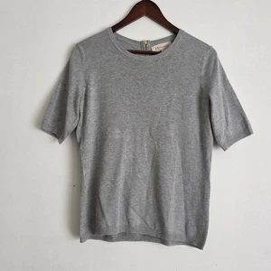 Philosophy Womens Small Sweater Short Sleeved Gray Zipper Detail In Back Preppy - Picture 1 of 10
