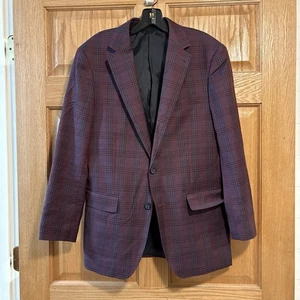 Joseph Abboud JOE Modern Fit Lila Kariert Sport Mantel Blazer 100% Wolle Herren 40R - Bild 1 von 7
