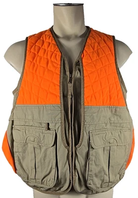 Cabelas Blaze Orange Tan Hunting Fishing Vest W/Game Pouch Sz Medium - Image 1 of 4