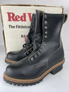 Red Wing 699 Vibram Holzfällerstiefel Vintage Größe 9,5 D schwarz Leder USA - Bild 1 von 17