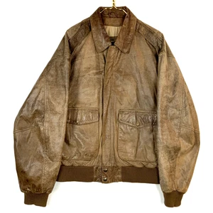 Vintage Wilsons Adventure Bound Leather Jacket Medium Brown Bomber Full Zip - Picture 1 of 4
