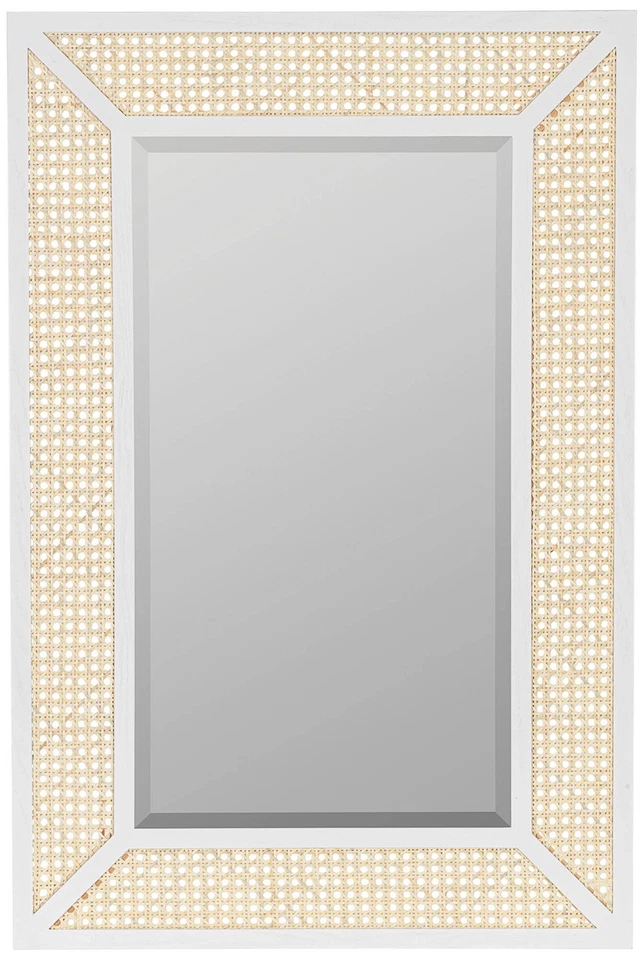 Espejo de pared Dani caña natural y madera blanca 24 1/4" x 36" Foto 1 de 1