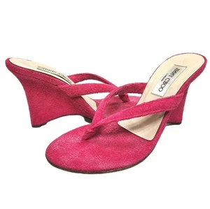 Sandalias de Tanga JIMMY CHOO Fucsia Talla 7.5 EE. UU./37.5 UE Cuña de Terry Francés Rosa Caliente - Imagen 1 de 16