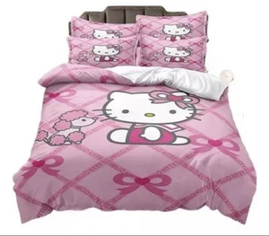 Hello Kitty 3 Piece Soft Bedding Sets with 2 Pillowcase - Picture 1 of 5