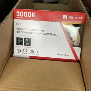 Utilitech 3000K LED Recessed Light Kit 3 Inch Nickel #0831962 New In Box - Picture 1 of 10